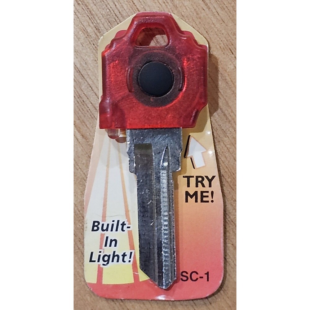 KEY LIGHTS SC1 RED Color Lighted House Key Blank Built-In Button Light NEW